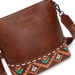 WG297G-8360BR  Wrangler Aztec Print Crossbody Bag -Brown