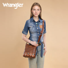 WG297G-8360BR  Wrangler Aztec Print Crossbody Bag -Brown