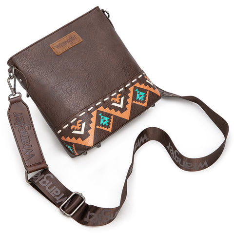 WG297G-8360CF   Wrangler Aztec Print Crossbody Bag -Coffee