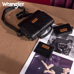 WG3-0056  Wrangler 3PCs Set Mini Top Handle Crossbody/Wallet/Card Case Set - Black