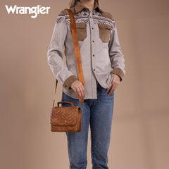 WG3-0056  Wrangler 3PCs Set Mini Top Handle Crossbody/Wallet/Card Case Set - Brown
