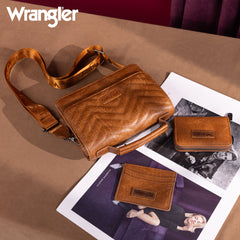 WG3-0056  Wrangler 3PCs Set Mini Top Handle Crossbody/Wallet/Card Case Set - Brown