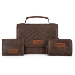 WG3-0056  Wrangler 3PCs Set Mini Top Handle Crossbody/Wallet/Card Case Set - Coffee