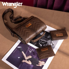 WG3-0056  Wrangler 3PCs Set Mini Top Handle Crossbody/Wallet/Card Case Set - Coffee