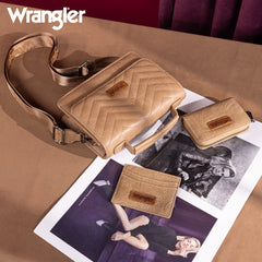 WG3-0056  Wrangler 3PCs Set Mini Top Handle Crossbody/Wallet/Card Case Set - Khaki