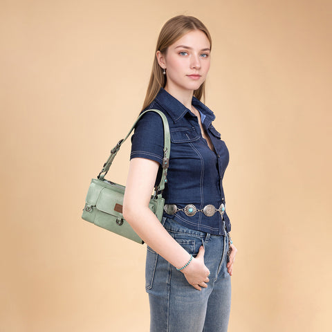 WG300-523  Wrangler Buckle Charm Small Shoulder Bag - Green