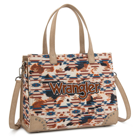 WG302-8130KH   Wrangler Aztec Print Tote/Crossbody -Khaki