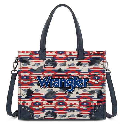 WG302-8130NY  Wrangler Aztec Print Tote/Crossbody -Navy