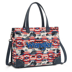 WG302-8130NY  Wrangler Aztec Print Tote/Crossbody -Navy