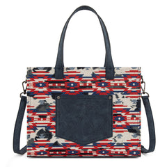 WG302-8130NY  Wrangler Aztec Print Tote/Crossbody -Navy