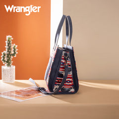 WG302-8130NY  Wrangler Aztec Print Tote/Crossbody -Navy
