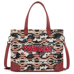 WG302-8130RD  Wrangler Aztec Print Tote/Crossbody -Red