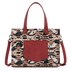 WG302-8130RD  Wrangler Aztec Print Tote/Crossbody -Red