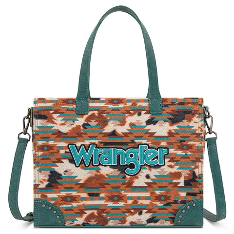 WG302-8130TQ   Wrangler Aztec Print Tote/Crossbody -Turquoise