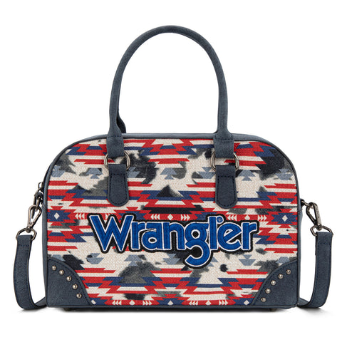 WG302-8132NY   Wrangler Aztec Print Satchel/Crossbody -Navy