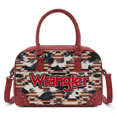 WG302-8132RD  Wrangler Aztec Print Satchel/Crossbody -Red