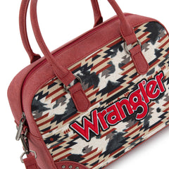 WG302-8132RD  Wrangler Aztec Print Satchel/Crossbody -Red