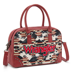 WG302-8132RD  Wrangler Aztec Print Satchel/Crossbody -Red