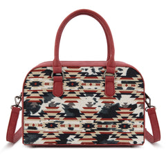 WG302-8132RD  Wrangler Aztec Print Satchel/Crossbody -Red