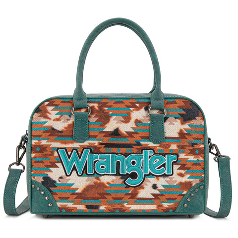 WG302-8132TQ   Wrangler Aztec Print Satchel/Crossbody -Turquoise