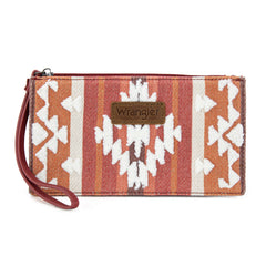 WG313-181  Wrangler Sherpa Aztec Canvas  Clutch - Burgundy