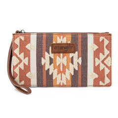 WG313-181  Wrangler Sherpa Aztec Canvas  Clutch - Brown