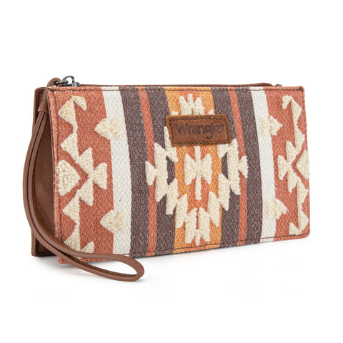 WG313-181  Wrangler Sherpa Aztec Canvas  Clutch - Brown