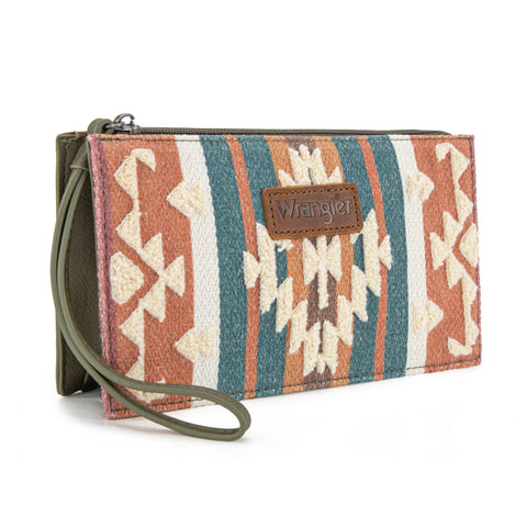 WG313-181  Wrangler Sherpa Aztec Canvas  Clutch - Green