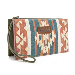WG313-181  Wrangler Sherpa Aztec Canvas  Clutch - Green