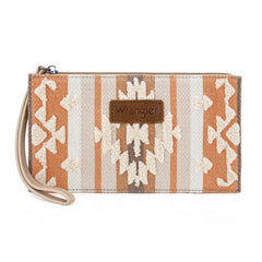 WG313-181  Wrangler Sherpa Aztec Canvas  Clutch - Tan