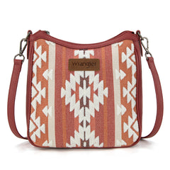 WG313-2003   Wrangler Sherpa Aztec Canvas Crossbody - Burgundy