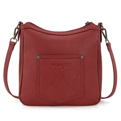 WG313-2003   Wrangler Sherpa Aztec Canvas Crossbody - Burgundy