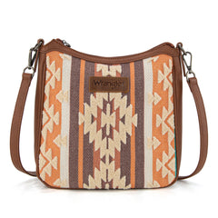 WG313-2003   Wrangler Sherpa Aztec Canvas Crossbody - Brown