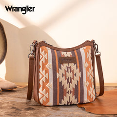WG313-2003   Wrangler Sherpa Aztec Canvas Crossbody - Brown