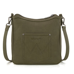 WG313-2003   Wrangler Sherpa Aztec Canvas Crossbody - Green