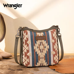 WG313-2003   Wrangler Sherpa Aztec Canvas Crossbody - Green