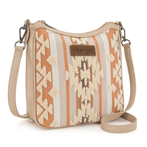 WG313-2003 Wrangler Sherpa Aztec Canvas Crossbody - Tan