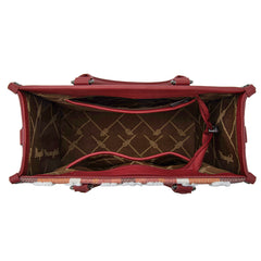 WG313-8119  Wrangler Sherpa Aztec Canvas Tote/Crossbody - Burgundy