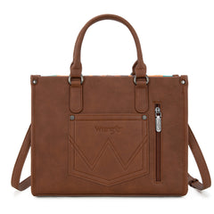 WG313-8119  Wrangler Sherpa Aztec Canvas Tote/Crossbody - Brown