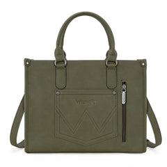 WG313-8119  Wrangler Sherpa Aztec Canvas Tote/Crossbody - Green