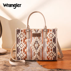 WG313-8119  Wrangler Sherpa Aztec Canvas Tote/Crossbody - Tan