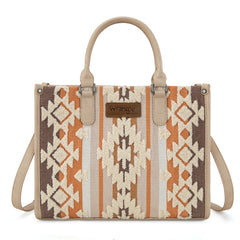 WG313-8119  Wrangler Sherpa Aztec Canvas Tote/Crossbody - Tan