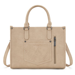 WG313-8119  Wrangler Sherpa Aztec Canvas Tote/Crossbody - Tan