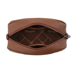 WG313-8365   Wrangler Sherpa Aztec Canvas Crossbody - Brown