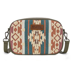 WG313-8365   Wrangler Sherpa Aztec Canvas Crossbody - Green