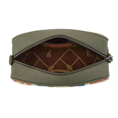 WG313-8365   Wrangler Sherpa Aztec Canvas Crossbody - Green