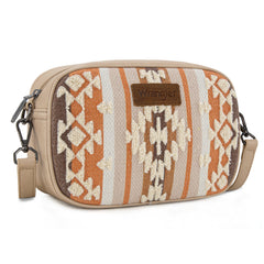 WG313-8365   Wrangler Sherpa Aztec Canvas Crossbody - Tan