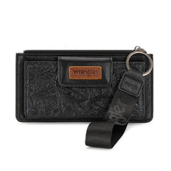 WG315-W013BK   Wrangler Floral Tooled Card Wallet/Wristlet - Black