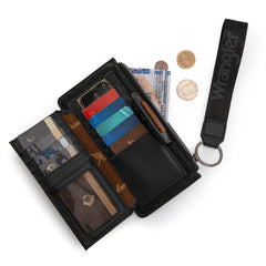 WG315-W013BK   Wrangler Floral Tooled Card Wallet/Wristlet - Black