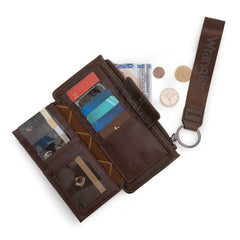 WG315-W013CF   Wrangler Floral Tooled Card Wallet/Wristlet - Coffee